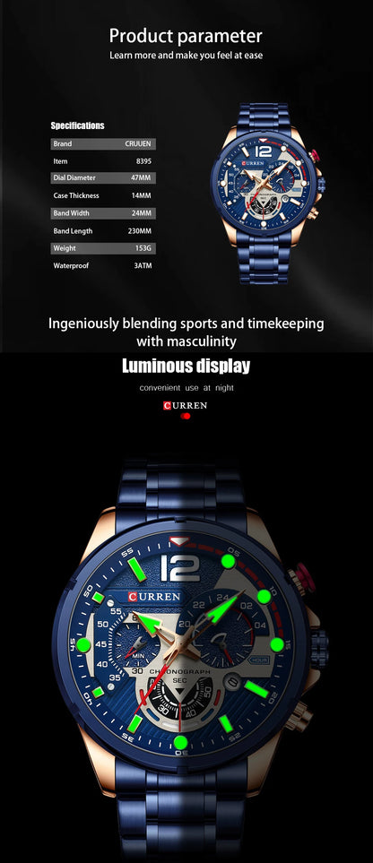 New Watches for Men Top Luxury Brand CURREN Quartz Men’s Watch Sport Waterproof Wrist Watches Chronograph Date Relogio Masculino