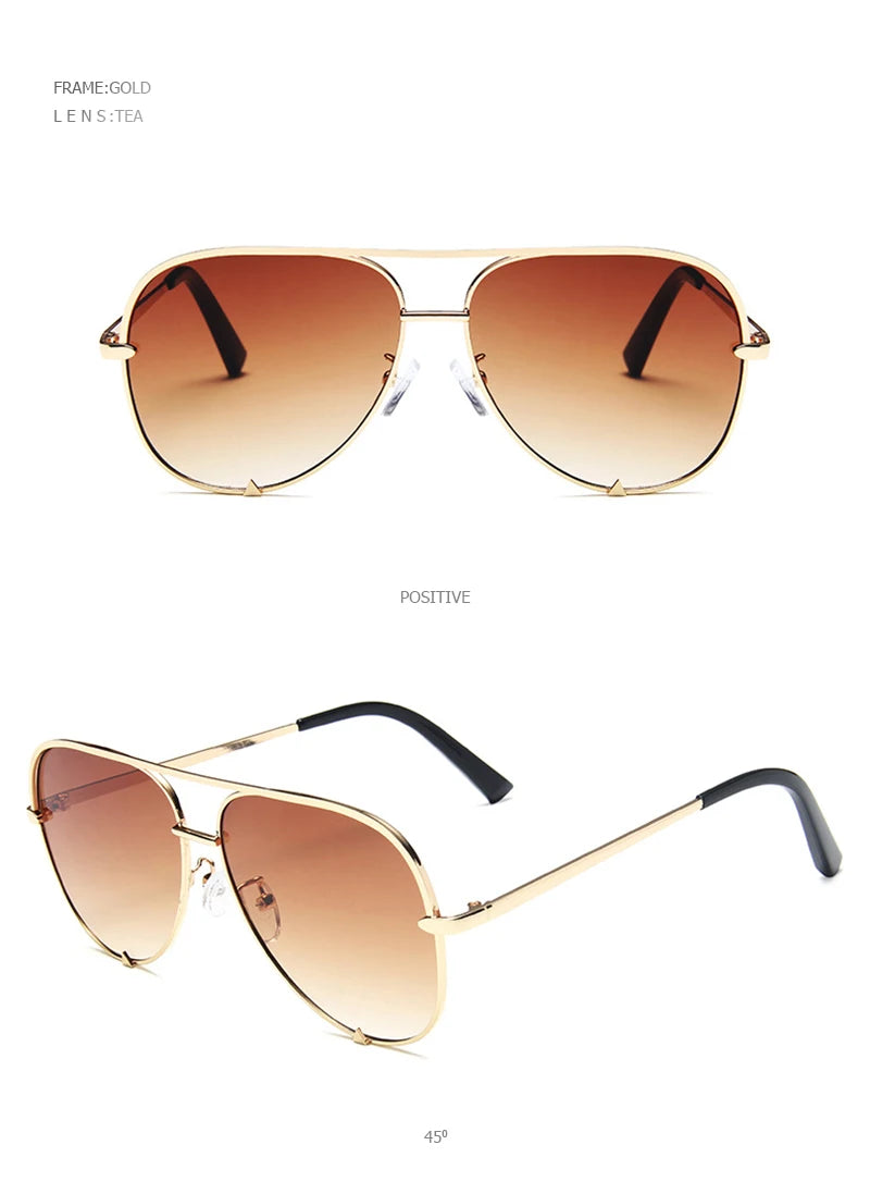 Classic Metal Aviation Sunglasses Women Fashion Alloy Pilot Sun Glasses Men Gradient Black Driving Shades Ladies UV400