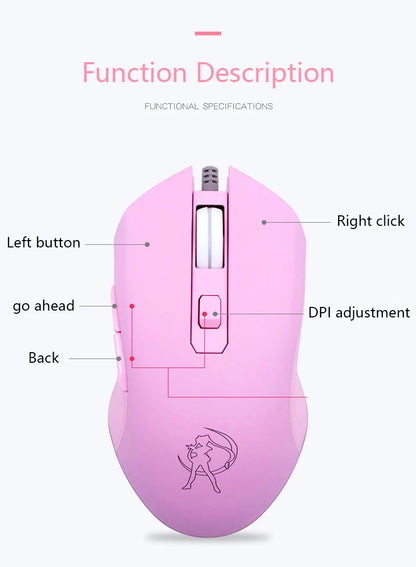 UTHAI DB49 Wired luminous pink mouse 1600 (dpi) computer accessories peripheral cute girl girl gaming mouse