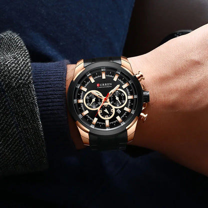 CURREN Montres pour hommes Top marque grande montre de sport de luxe hommes montres à quartz en acier militaire chronographe or conception horloge masculine