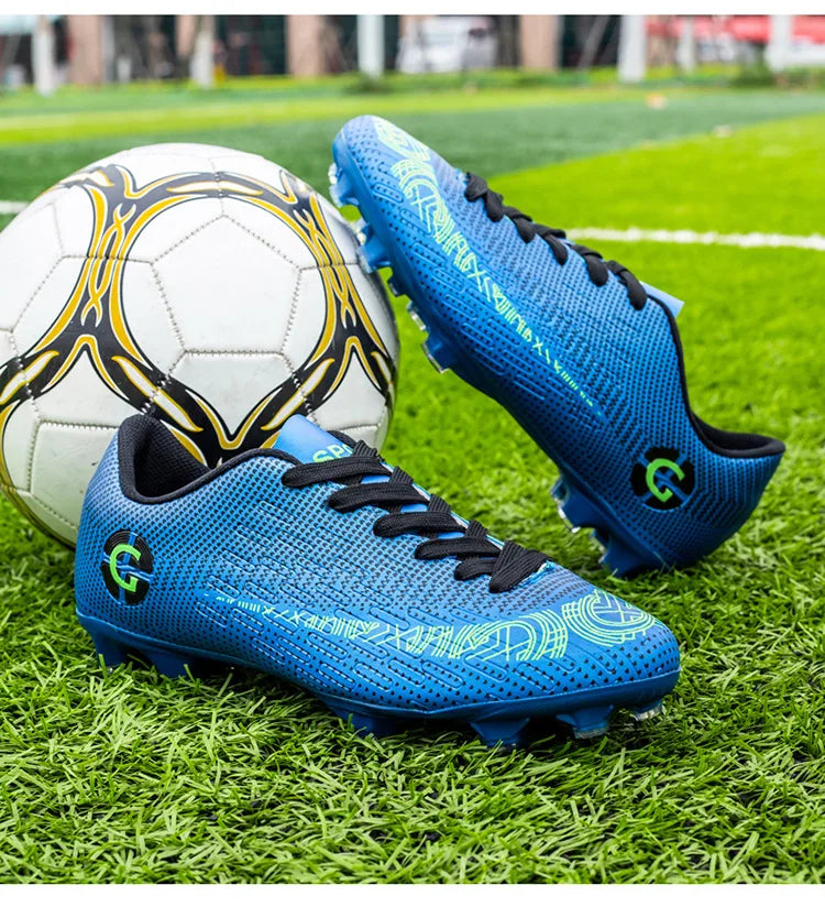 WaterMonkey Adults Men's Football Shoes Long Spike Soccer Shoes Outdoor Lawn AG Cleats Shoes Low Top Training Soccer Sneakers