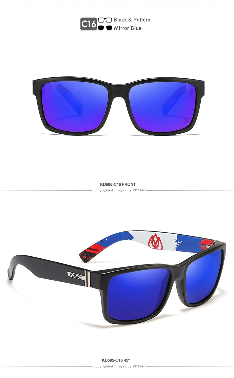 KDEAM Revamp Of Sport Men Sunglasses Polarized Shockingly Colors Sun Glasses Outdoor Driving Photochromic Sunglass With Box