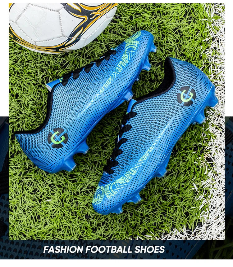 WaterMonkey Adults Men's Football Shoes Long Spike Soccer Shoes Outdoor Lawn AG Cleats Shoes Low Top Training Soccer Sneakers
