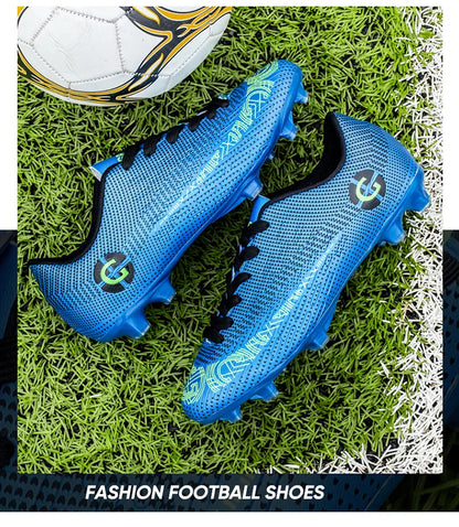 WaterMonkey Adults Men's Football Shoes Long Spike Soccer Shoes Outdoor Lawn AG Cleats Shoes Low Top Training Soccer Sneakers