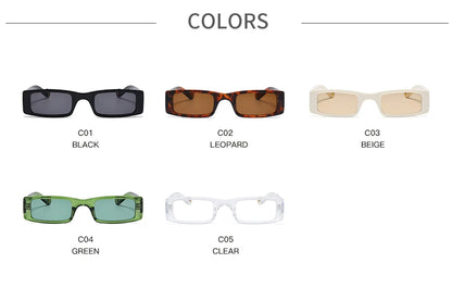 New Rectangle Sunglasses Women Fashion Small Square Frame Vintage Brand Sun Glasses Men Shades Retro Clear Green Oculos UV400