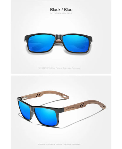 KINGSEVEN Óculos de sol vintage 100% polarizados para homem, em madeira, com proteção UV400, de moda, quadrados, para mulher, Gafas De sol