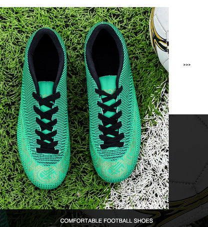 WaterMonkey Adults Men's Football Shoes Long Spike Soccer Shoes Outdoor Lawn AG Cleats Shoes Low Top Training Soccer Sneakers