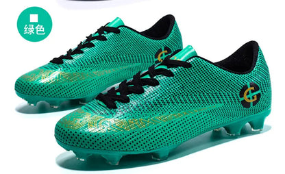 WaterMonkey Adults Men's Football Shoes Long Spike Soccer Shoes Outdoor Lawn AG Cleats Shoes Low Top Training Soccer Sneakers