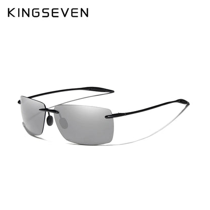 KINGSEVEN Brand Polarized Sunglasses Men Fashion Rimless Lens Driving Square Sun Glasses Male Women TR90 Goggle Zonnebril