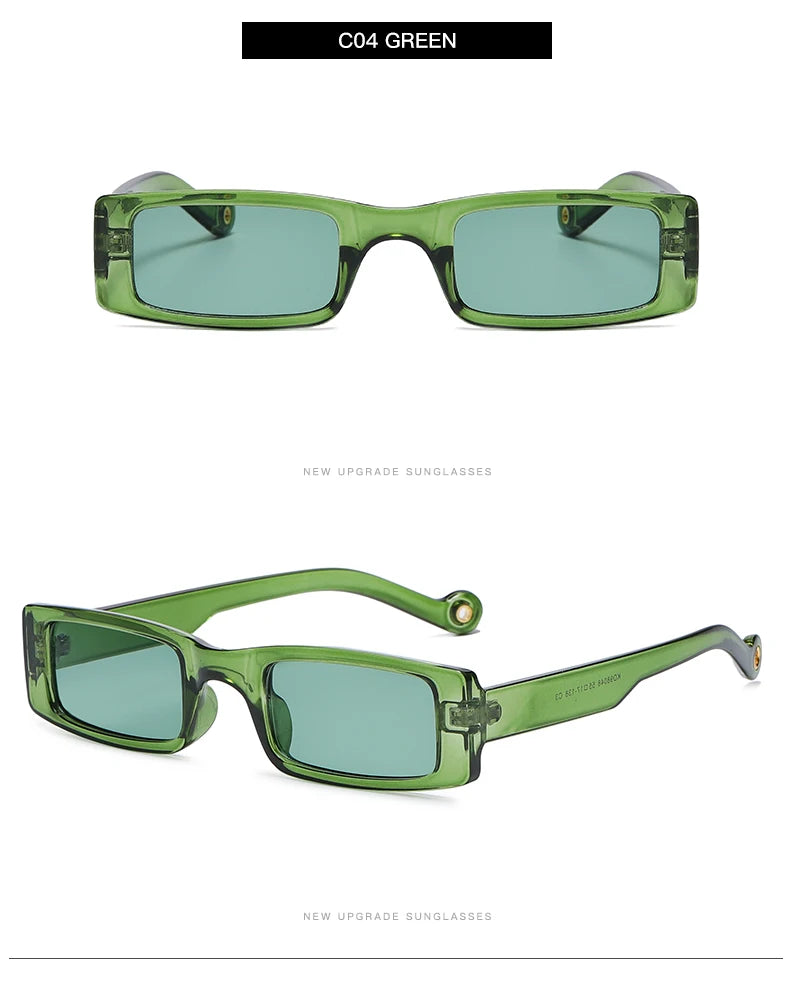 New Rectangle Sunglasses Women Fashion Small Square Frame Vintage Brand Sun Glasses Men Shades Retro Clear Green Oculos UV400