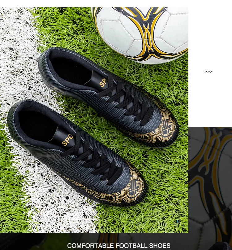 WaterMonkey Adults Men's Football Shoes Long Spike Soccer Shoes Outdoor Lawn AG Cleats Shoes Low Top Training Soccer Sneakers