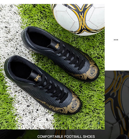 WaterMonkey Adults Men's Football Shoes Long Spike Soccer Shoes Outdoor Lawn AG Cleats Shoes Low Top Training Soccer Sneakers