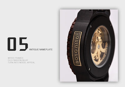 BOBO BIRD Wood Mechanical Watch Men Relogio Masculino Big Mens Watches Top Brand Luxury Timepieces erkek kol saati Dropshipping