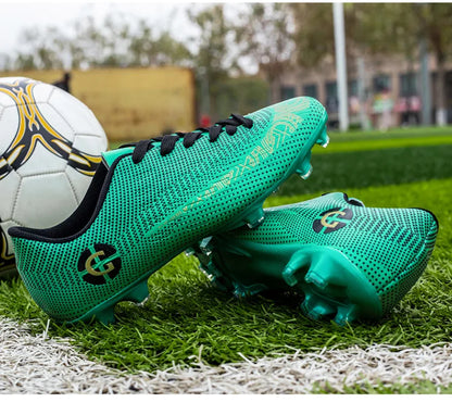 WaterMonkey Adults Men's Football Shoes Long Spike Soccer Shoes Outdoor Lawn AG Cleats Shoes Low Top Training Soccer Sneakers