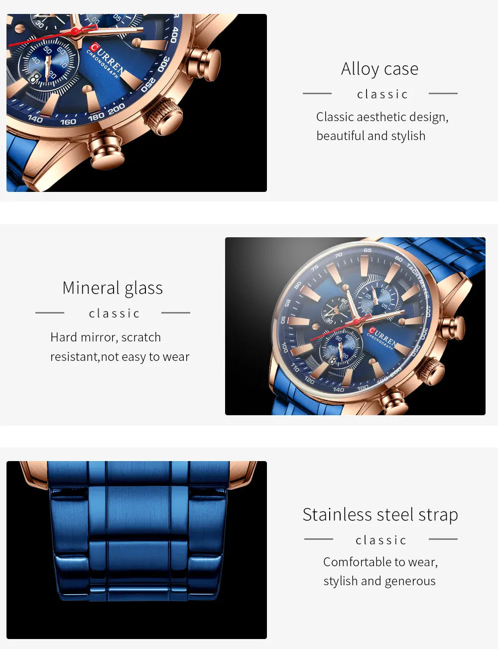 CURREN New Mens Watches Quartz Business Waterproof Watch Man Watches Top Brand Luxury WristWatch Men Chronograph Reloj Hombre