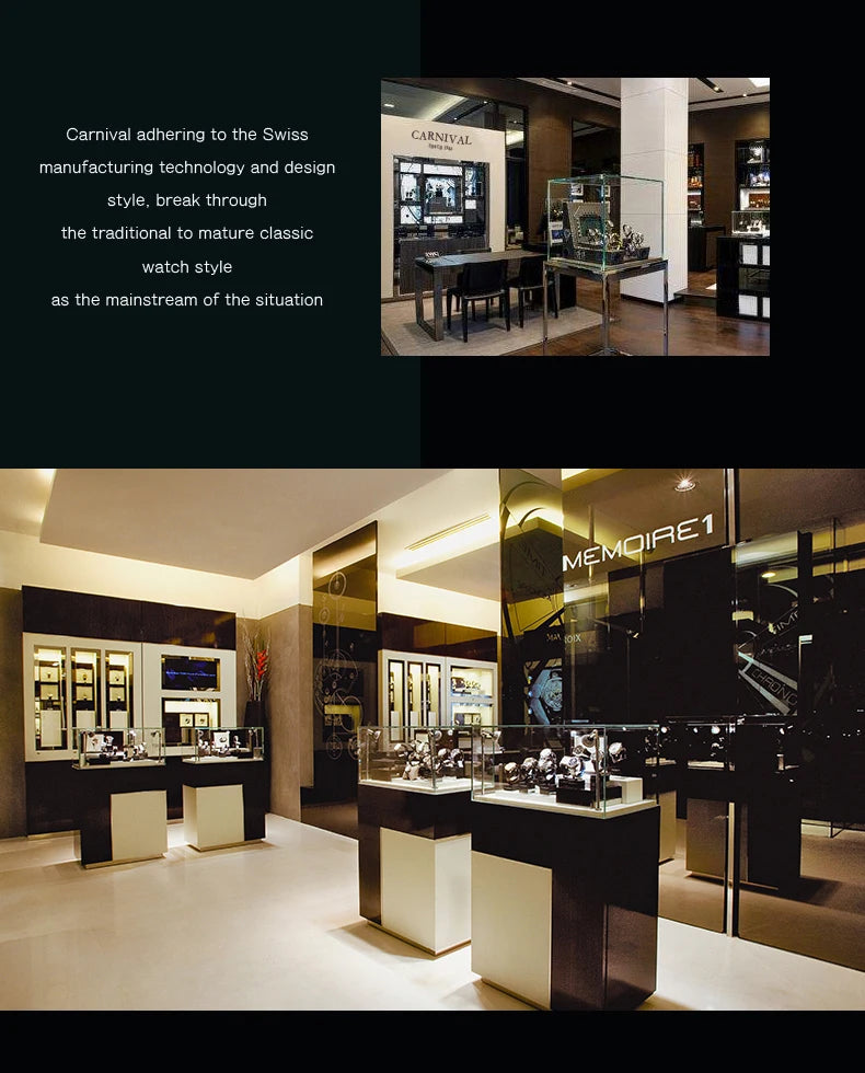 Carnival Brand Automatic Watch Fashion Luxury Waterproof Calendar Moon Phase Mechanical Watches For Men Clock Relogio Masculino