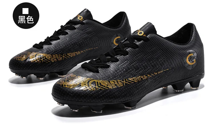 WaterMonkey Adults Men's Football Shoes Long Spike Soccer Shoes Outdoor Lawn AG Cleats Shoes Low Top Training Soccer Sneakers