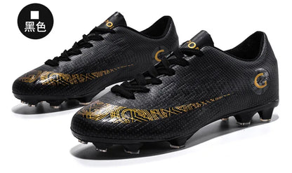 WaterMonkey Adults Men's Football Shoes Long Spike Soccer Shoes Outdoor Lawn AG Cleats Shoes Low Top Training Soccer Sneakers