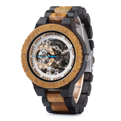 BOBO BIRD Wood Mechanical Watch Men Relogio Masculino Big Mens Watches Top Brand Luxury Timepieces erkek kol saati Dropshipping
