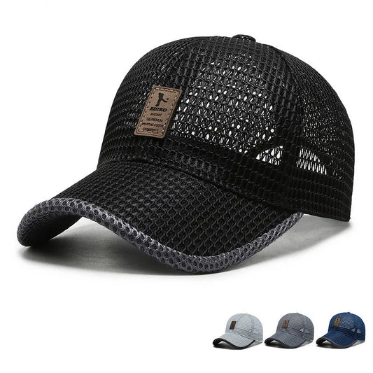Unisex fisker-baseballkasket til mænd og kvinder – åndbar mesh-snapback i sort, casual sportskasket