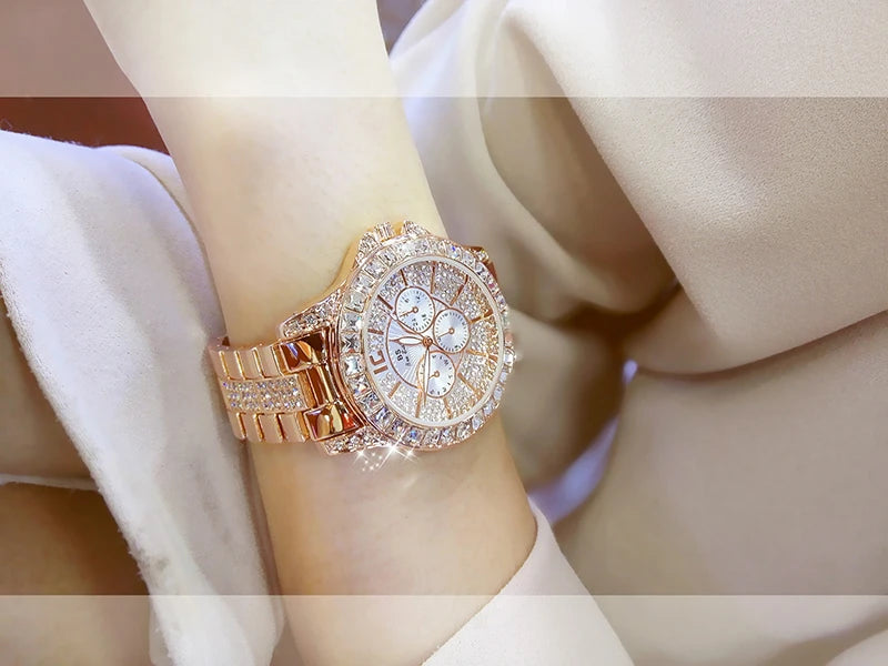 Women Watches Quartz Diamond Luxury Watch Fashion Top Brand Wristwatch Fashion Watch Ladies Crystal Jewelry Rose Gold Watch