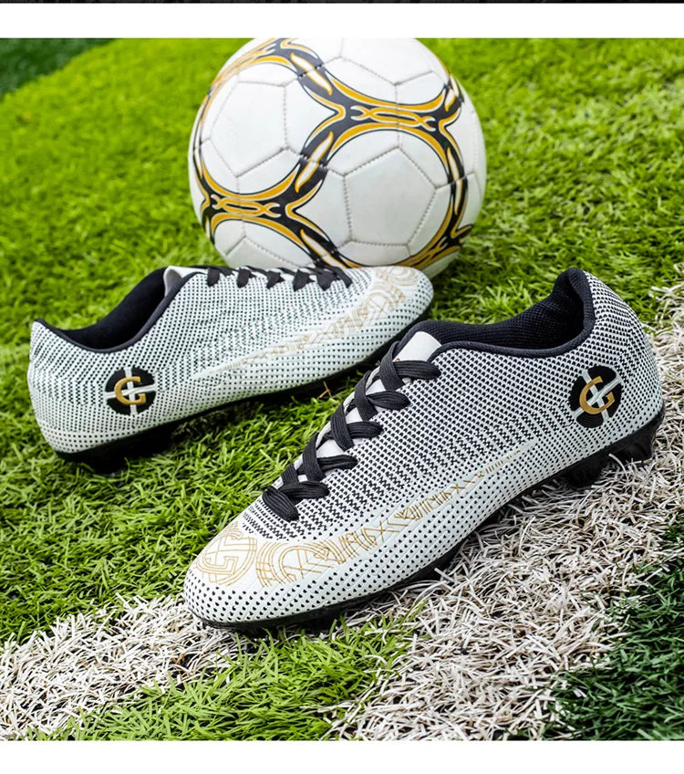 WaterMonkey Adults Men's Football Shoes Long Spike Soccer Shoes Outdoor Lawn AG Cleats Shoes Low Top Training Soccer Sneakers