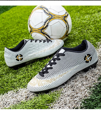 WaterMonkey Adults Men's Football Shoes Long Spike Soccer Shoes Outdoor Lawn AG Cleats Shoes Low Top Training Soccer Sneakers