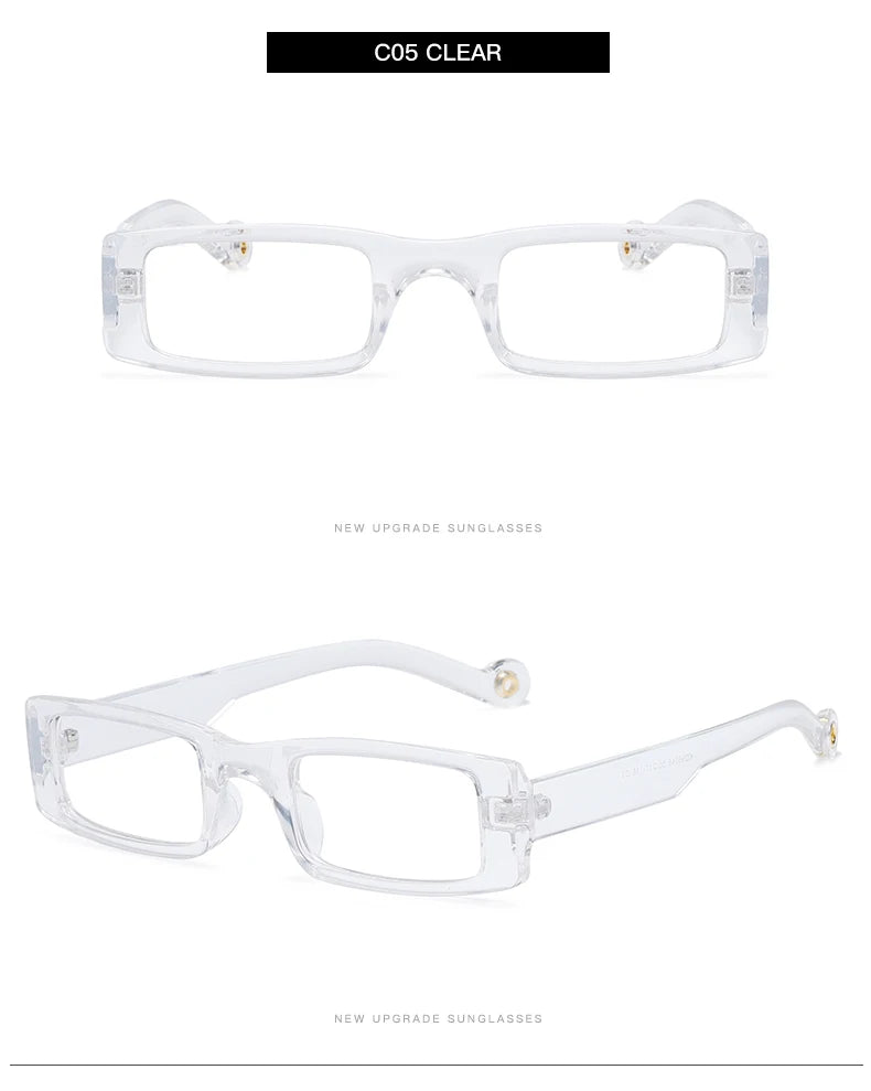 New Rectangle Sunglasses Women Fashion Small Square Frame Vintage Brand Sun Glasses Men Shades Retro Clear Green Oculos UV400