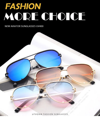 Classic Metal Aviation Sunglasses Women Fashion Alloy Pilot Sun Glasses Men Gradient Black Driving Shades Ladies UV400