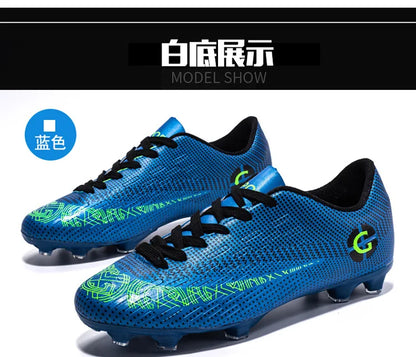 WaterMonkey Adults Men's Football Shoes Long Spike Soccer Shoes Outdoor Lawn AG Cleats Shoes Low Top Training Soccer Sneakers
