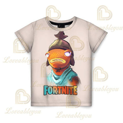 Camiseta infantil de verano Cartoon Fortnite con estampado 3D, para niños y niñas, streetwear para adultos y niños, camiseta divertida de cuello redondo