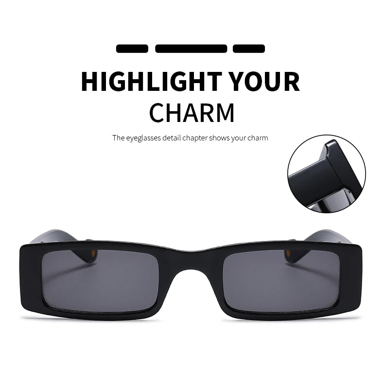 New Rectangle Sunglasses Women Fashion Small Square Frame Vintage Brand Sun Glasses Men Shades Retro Clear Green Oculos UV400