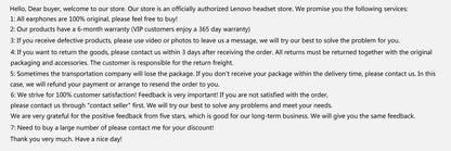 Lenovo HD200 Wireless Bluetooth Over-Ear Headphones – Noise Cancelling HiFi Stereo Gaming Headset with Microphone