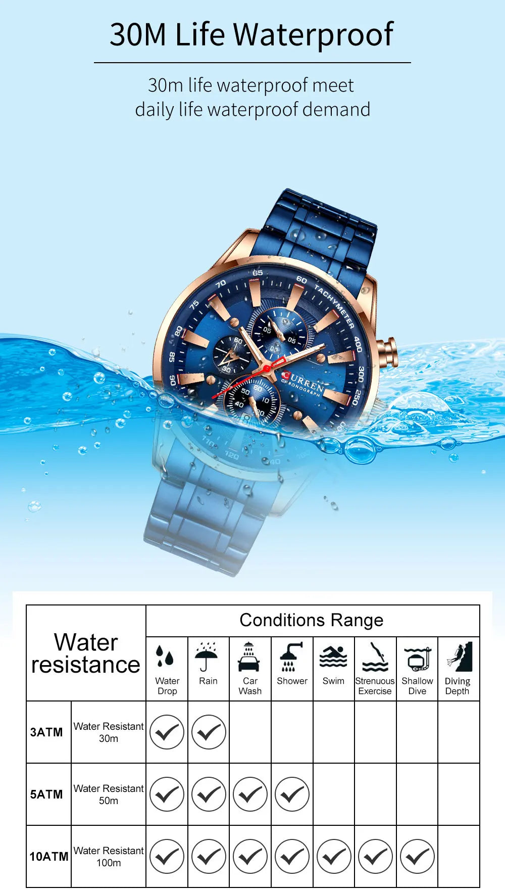 CURREN New Mens Watches Quartz Business Waterproof Watch Man Watches Top Brand Luxury WristWatch Men Chronograph Reloj Hombre