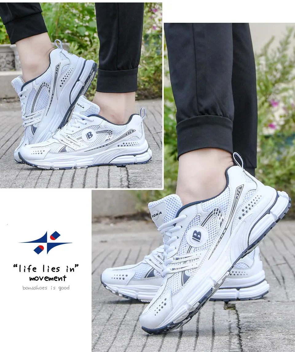 Zapatillas deportivas BONA para hombre de nuevos diseñadores, tendencia, transpirables, para caminar, correr y hacer deporte, calzado suave masculino