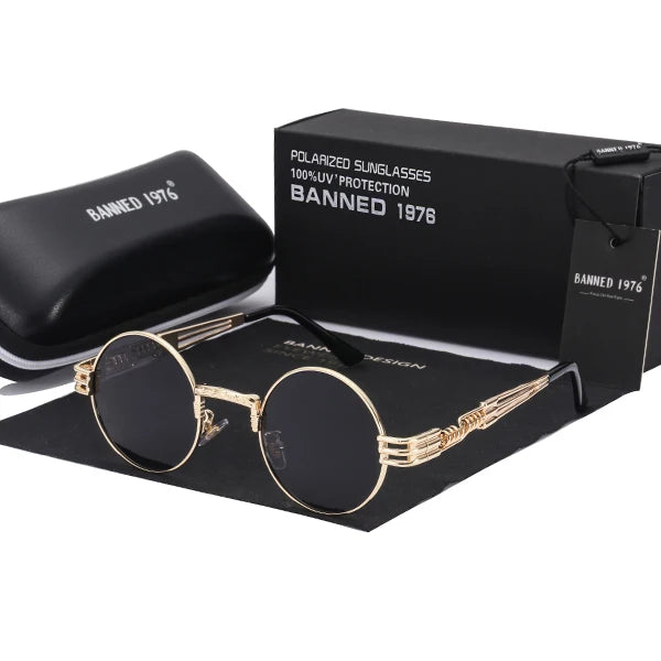 Polarized Gothic Steampunk Sunglasses Men Women Fashion Brand Designer Vintage Round Shades Metal Frame Sun Glasses Oculos