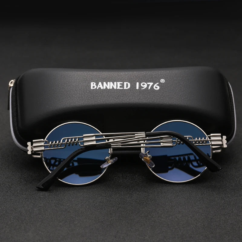 Polarized Gothic Steampunk Sunglasses Men Women Fashion Brand Designer Vintage Round Shades Metal Frame Sun Glasses Oculos