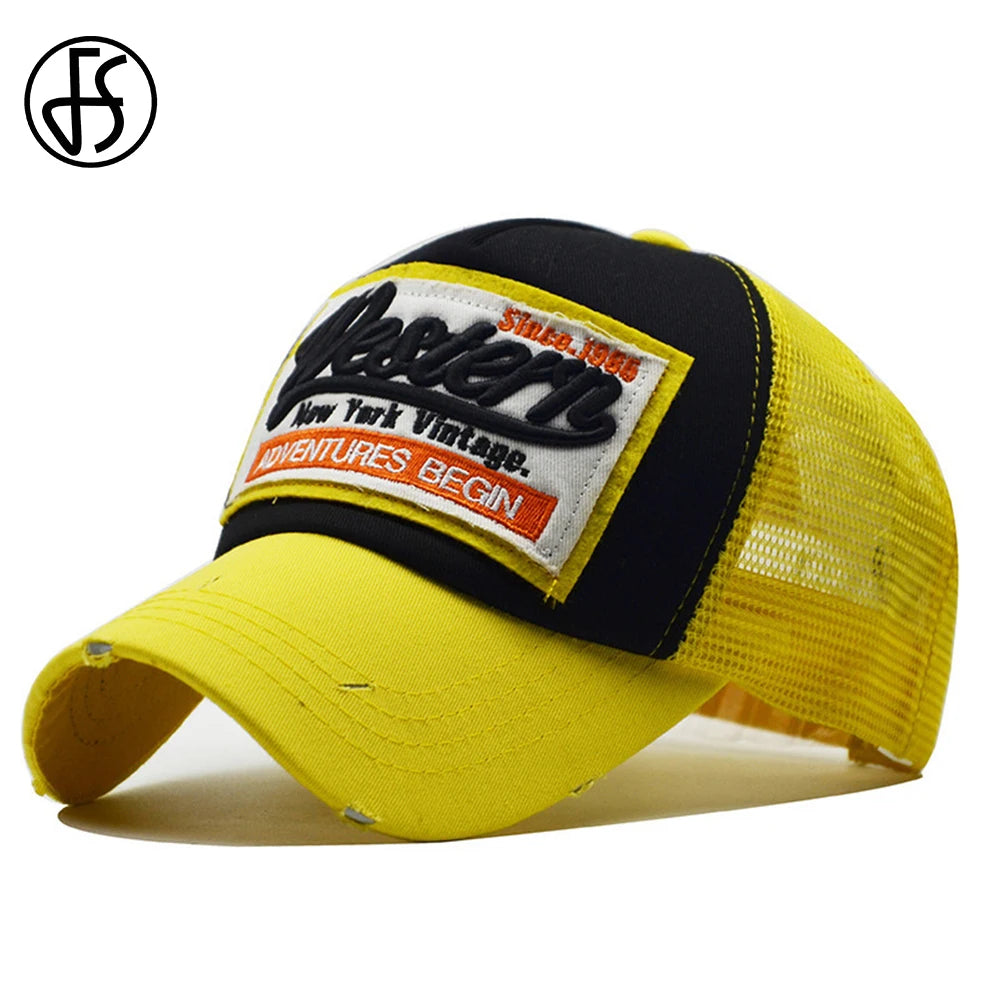 FS Brand Yellow Green Mesh Trucker Hat Summer Street Baseball Caps For Men Women Fashion Snapback Hip Hop Cap Gorra Hombre 2026