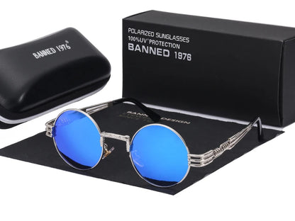 Polarized Gothic Steampunk Sunglasses Men Women Fashion Brand Designer Vintage Round Shades Metal Frame Sun Glasses Oculos