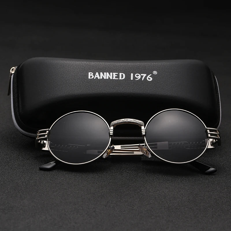 Polarized Gothic Steampunk Sunglasses Men Women Fashion Brand Designer Vintage Round Shades Metal Frame Sun Glasses Oculos