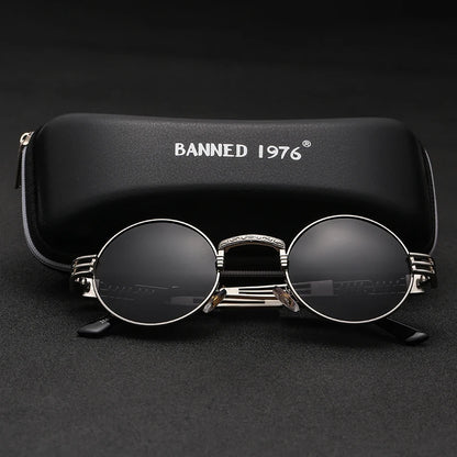 Polarized Gothic Steampunk Sunglasses Men Women Fashion Brand Designer Vintage Round Shades Metal Frame Sun Glasses Oculos
