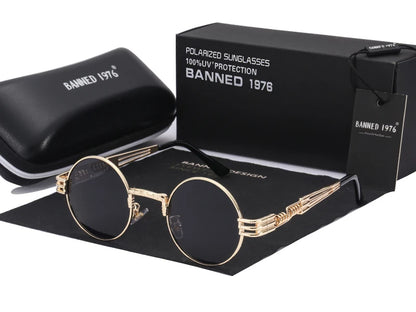 Polarized Gothic Steampunk Sunglasses Men Women Fashion Brand Designer Vintage Round Shades Metal Frame Sun Glasses Oculos