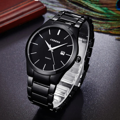 Montre pour homme Curren – Montre de luxe de grande marque, entièrement en acier, avec affichage de la date, montre à quartz tendance, idéale pour un style professionnel.