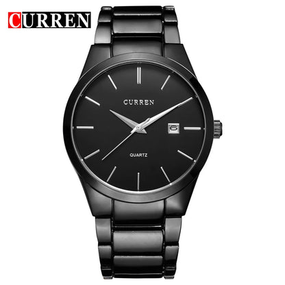 Montre pour homme Curren – Montre de luxe de grande marque, entièrement en acier, avec affichage de la date, montre à quartz tendance, idéale pour un style professionnel.