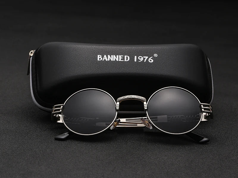 Polarized Gothic Steampunk Sunglasses Men Women Fashion Brand Designer Vintage Round Shades Metal Frame Sun Glasses Oculos