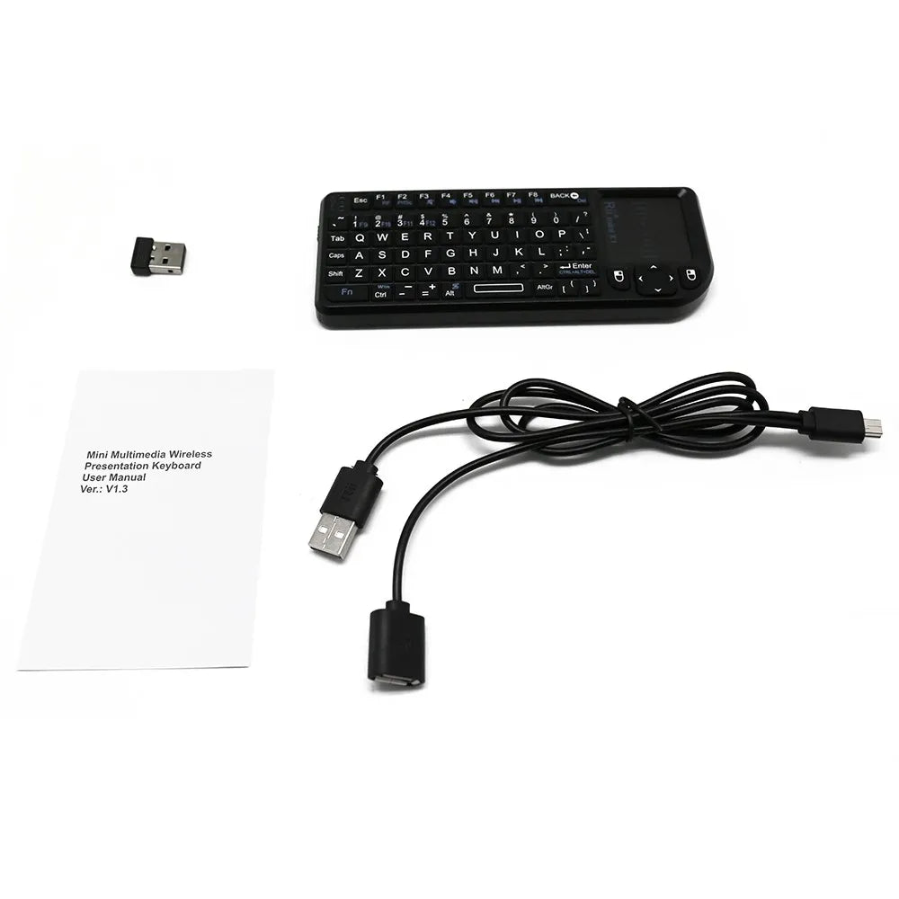 Rii X1 2.4GHz Black Mini Wireless Keyboard US/RU/ES/FR Air Mouse With Touchpad Remote Control For Android TV Box/PC/Laptop