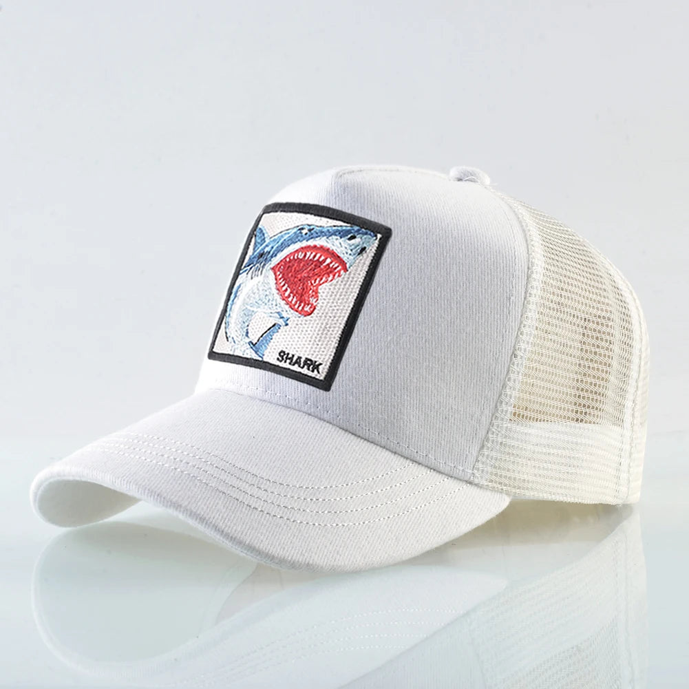 Trucker Caps Men Women Streetwear Hip Hop Baseball Cap With Shark Embroidery Patch Snapback Drake Bones Casquette Four Seasons