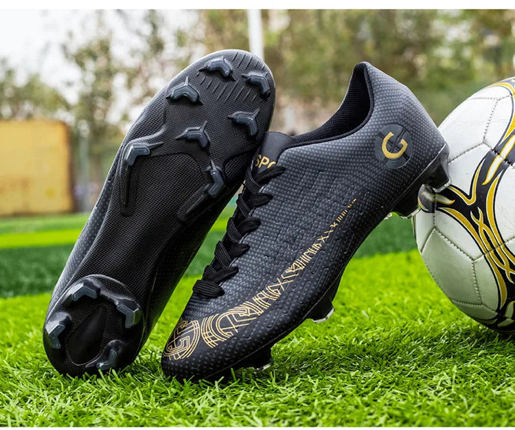 WaterMonkey Adults Men's Football Shoes Long Spike Soccer Shoes Outdoor Lawn AG Cleats Shoes Low Top Training Soccer Sneakers