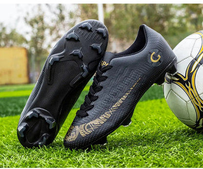 WaterMonkey Adults Men's Football Shoes Long Spike Soccer Shoes Outdoor Lawn AG Cleats Shoes Low Top Training Soccer Sneakers