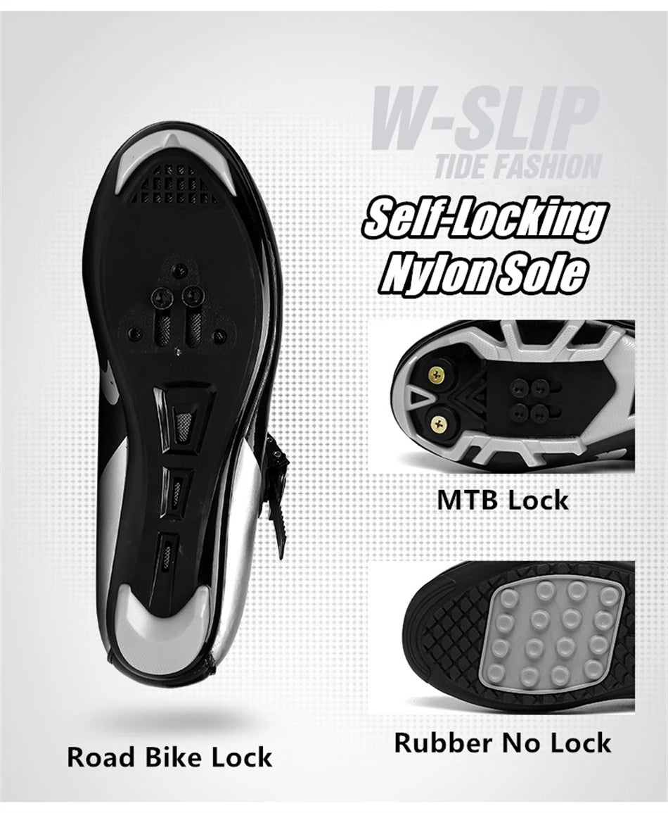 Professional Racing Road Bike Cycling Shoes for Men, Outdoor Non-Slip MTB Bicycle Sneakers, Breathable Self-Locking Sports Cleat Shoes